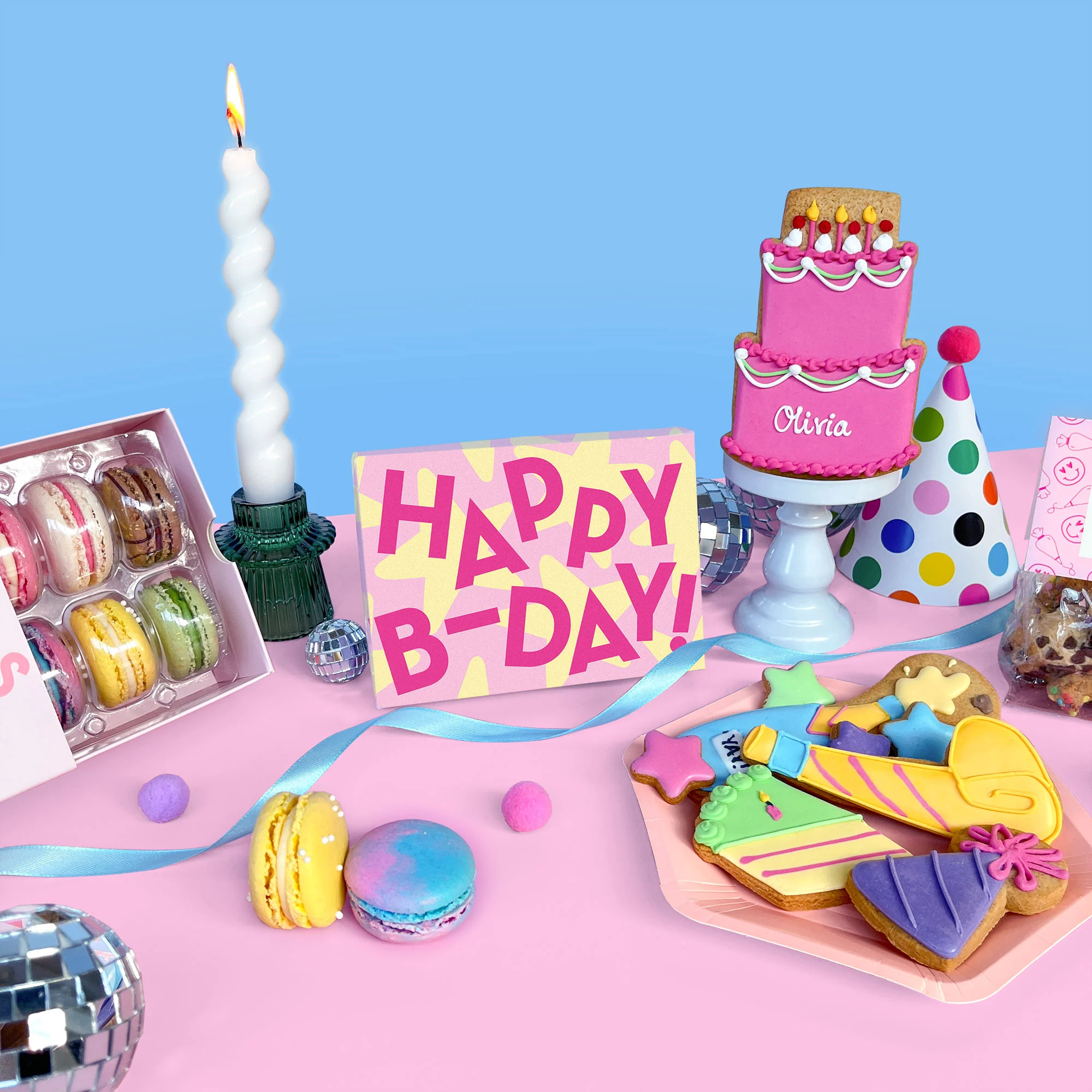 Birthday Celebration Cookies & Macarons Hamper - Image 3