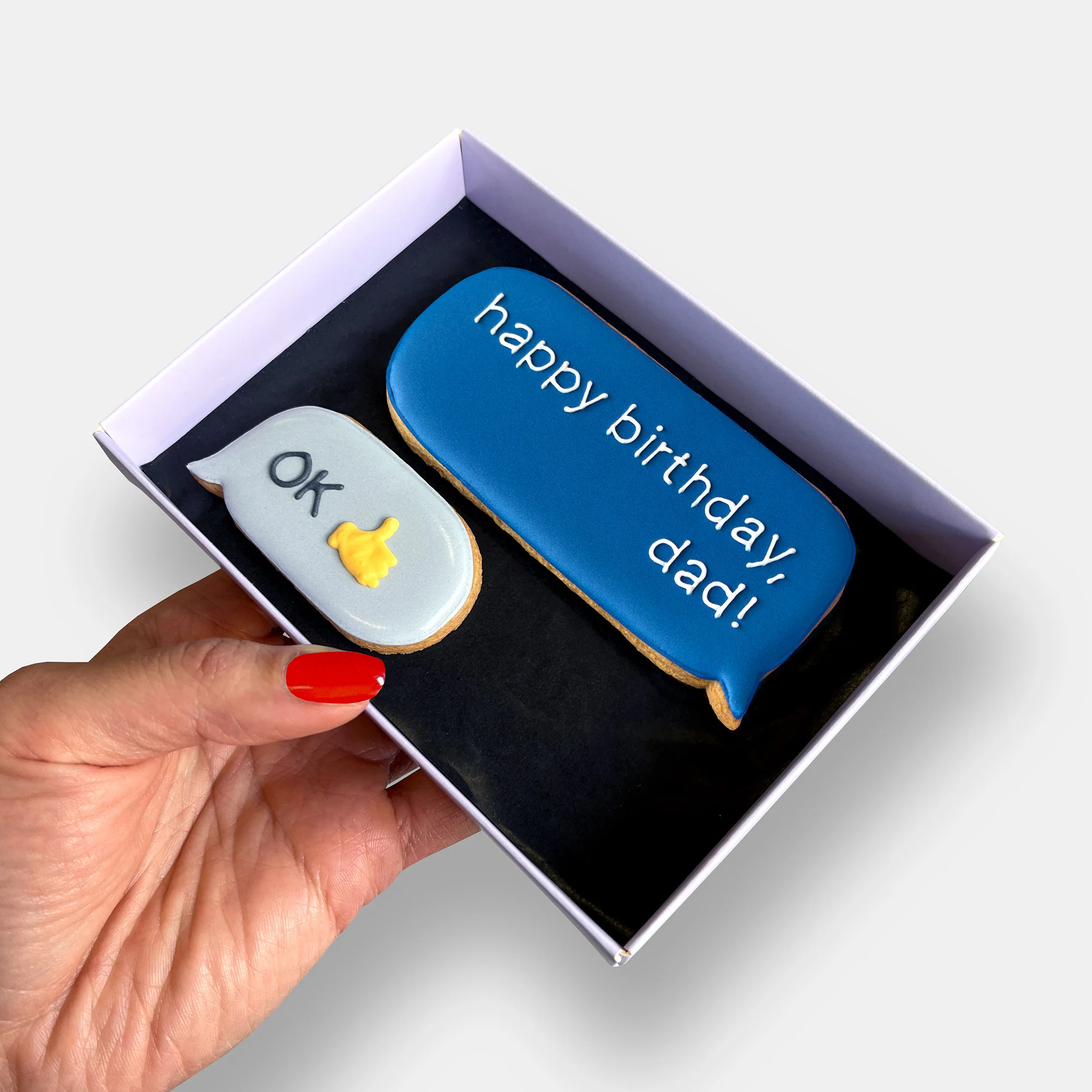 Happy Birthday Dad OK Text Letterbox Iced Cookies - Image 3