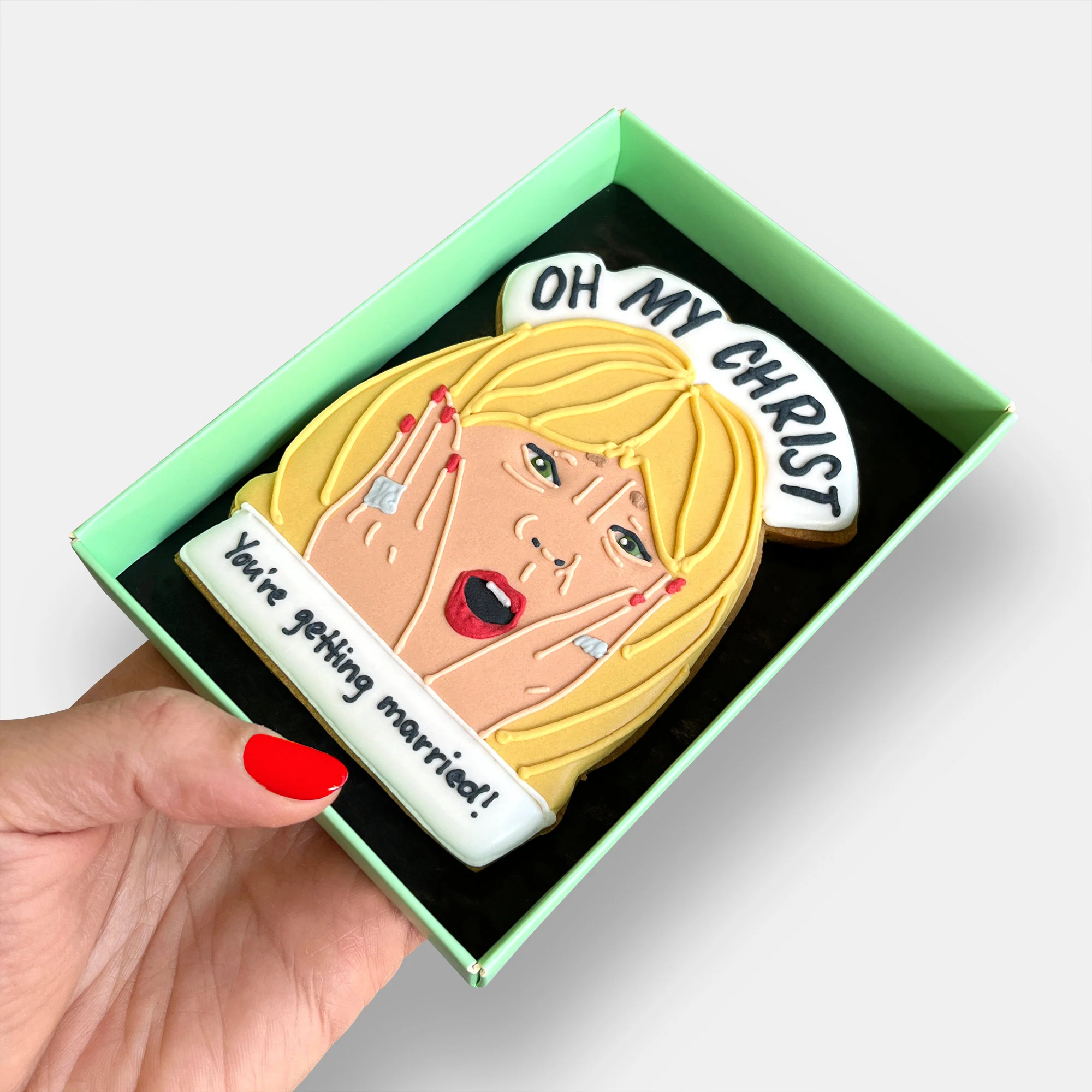 Oh My Christ! You're Getting Married Wedding Letterbox Iced Cookie - Image 3