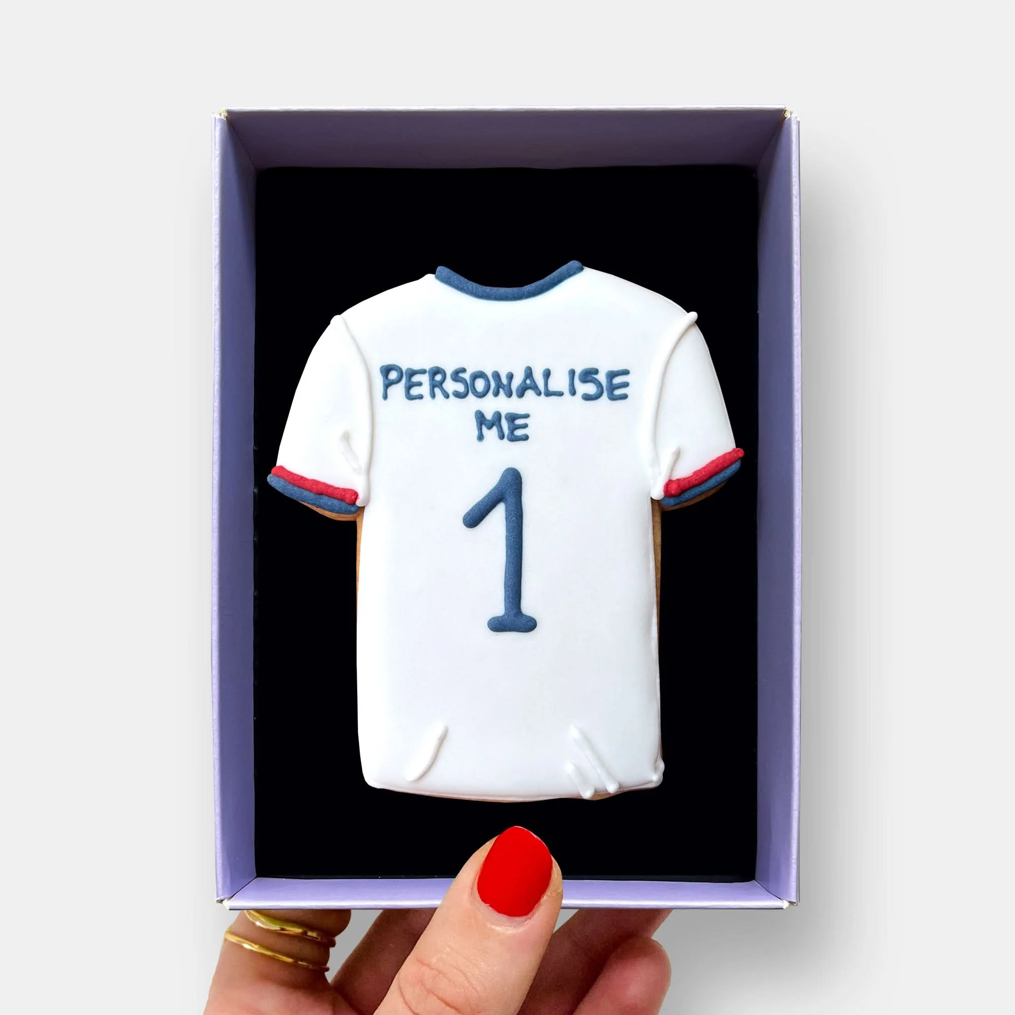 Personalised Football Shirt Birthday Letterbox Iced Cookie - Image 3