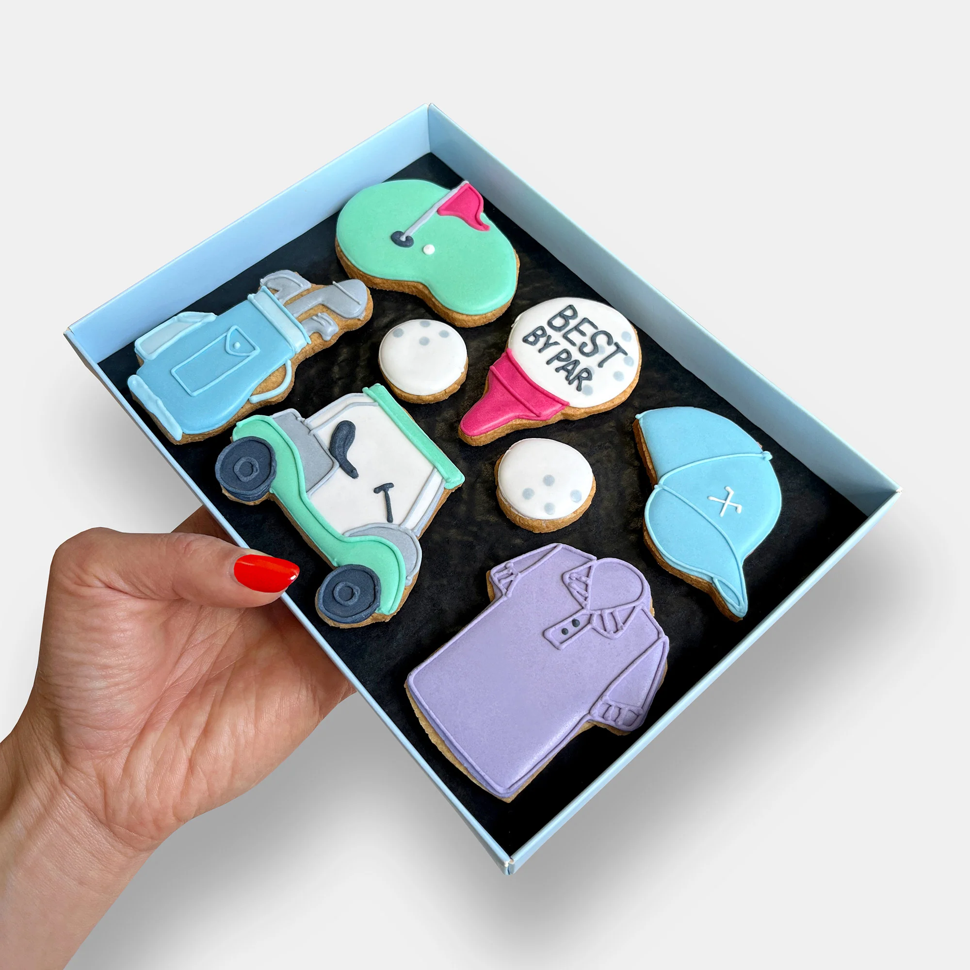 Personalised Golf Birthday Letterbox Iced Cookies - Image 3