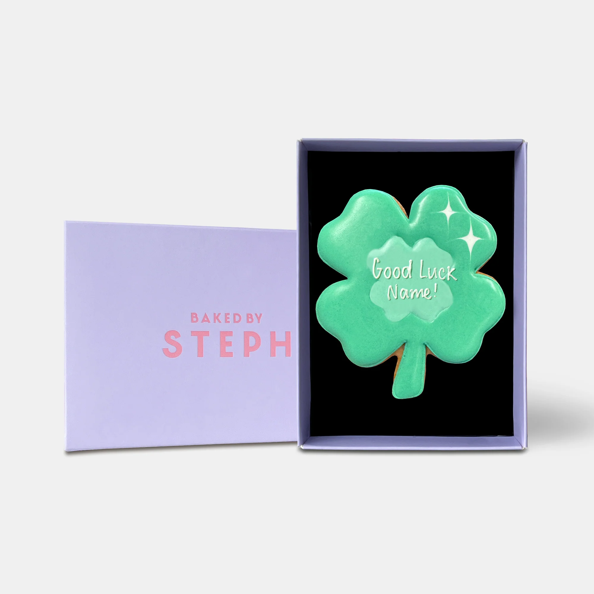 Personalised Good Luck Clover Letterbox Iced Cookie - Image 3
