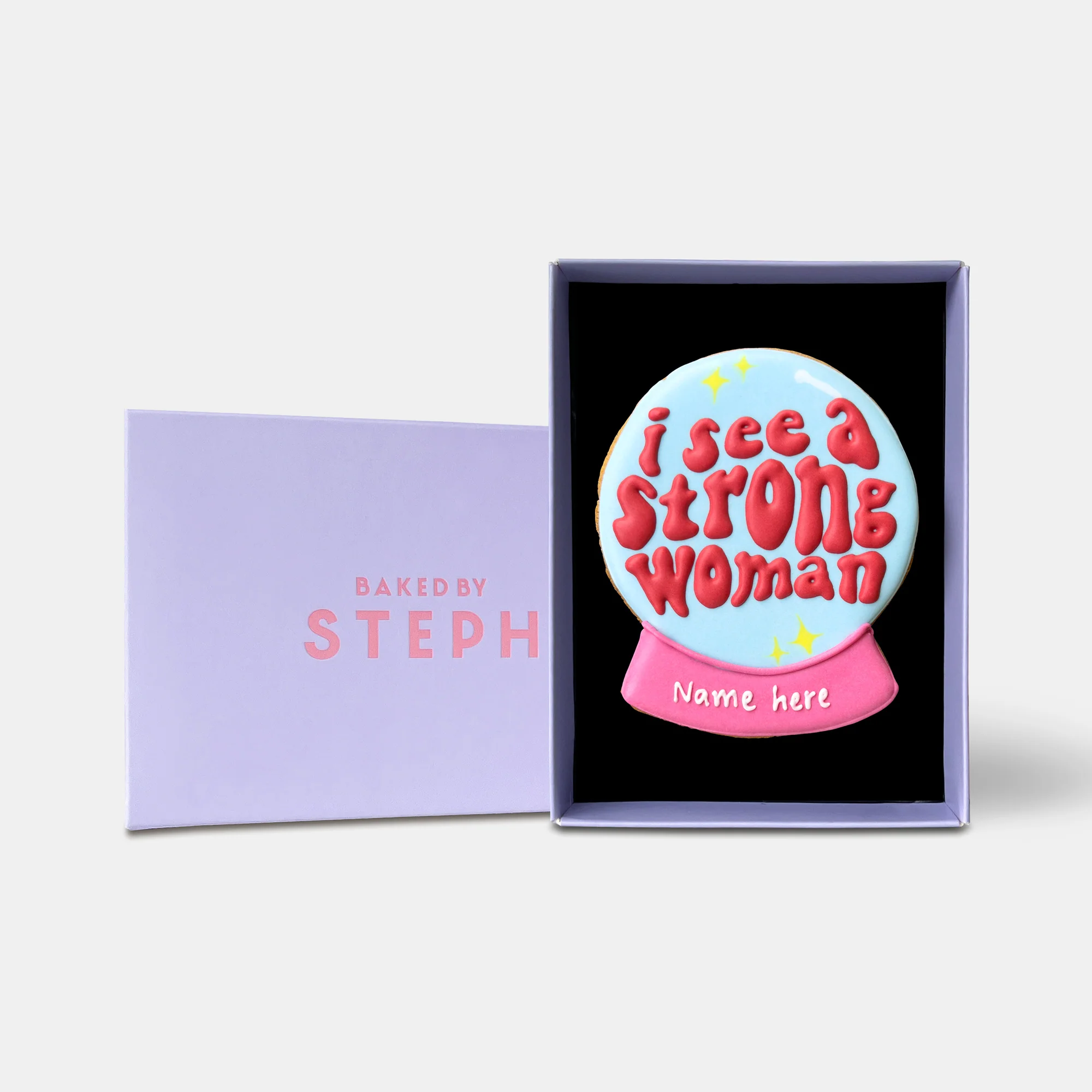 Personalised I See A Strong Woman Crystal Ball International Women's Day Letterbox Iced Cookie - Image 4