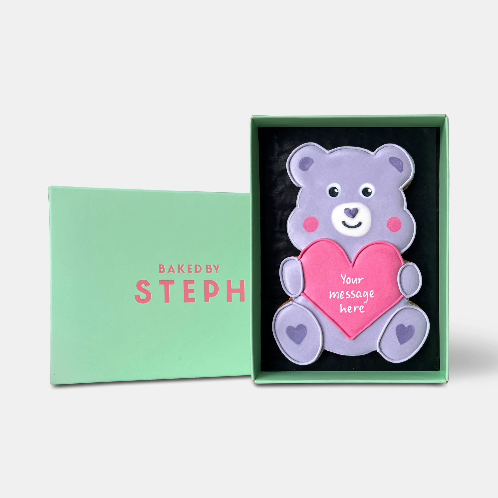 Personalised Purple Love Bear Letterbox Iced Cookie - Image 4
