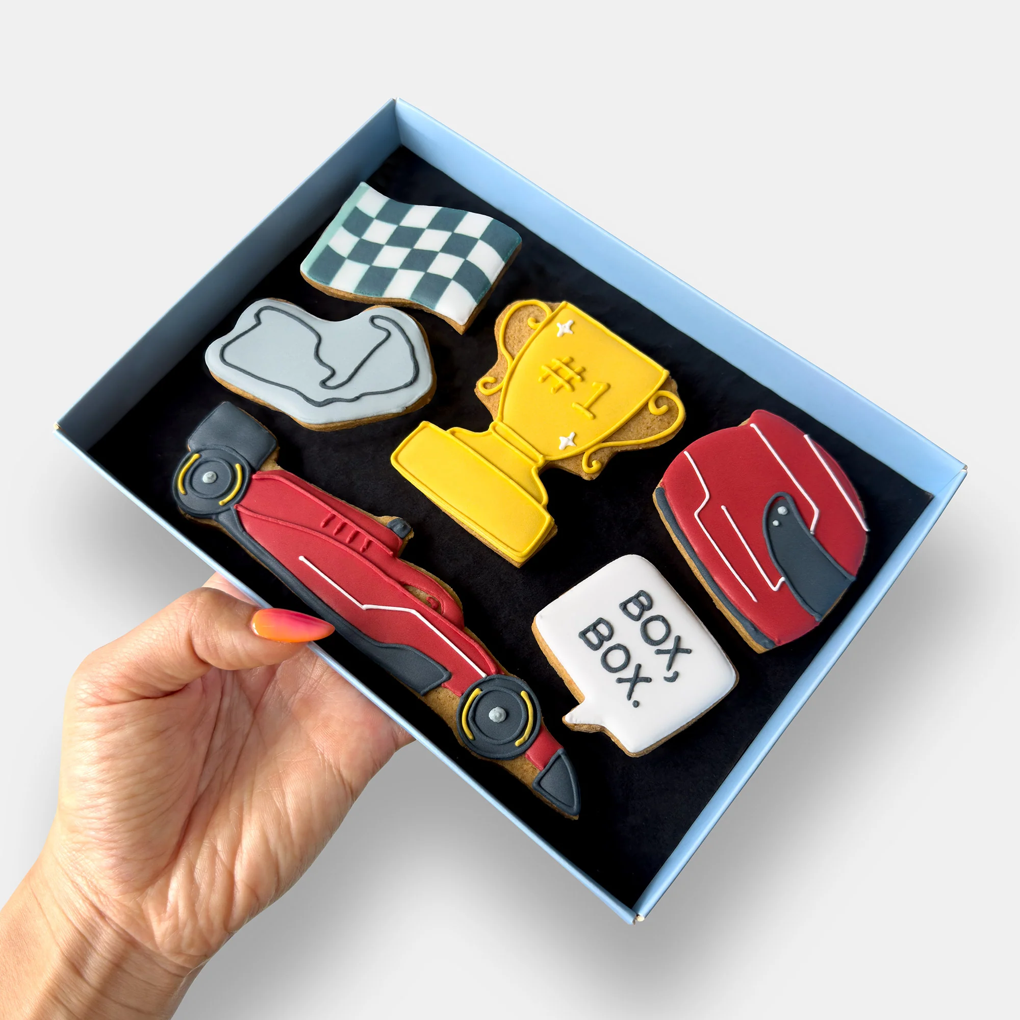 Personalised Racer Car Birthday Letterbox Iced Cookies - Image 3