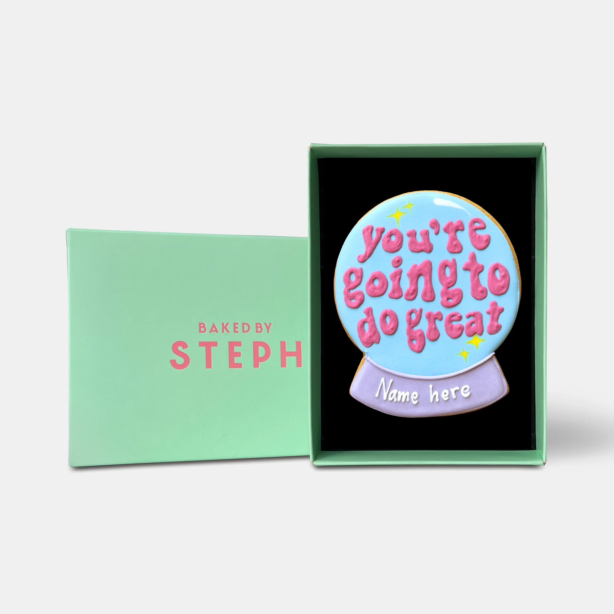 Personalised You're Going To Do Great Crystal Ball Good Luck Letterbox Iced Cookie - Image 4