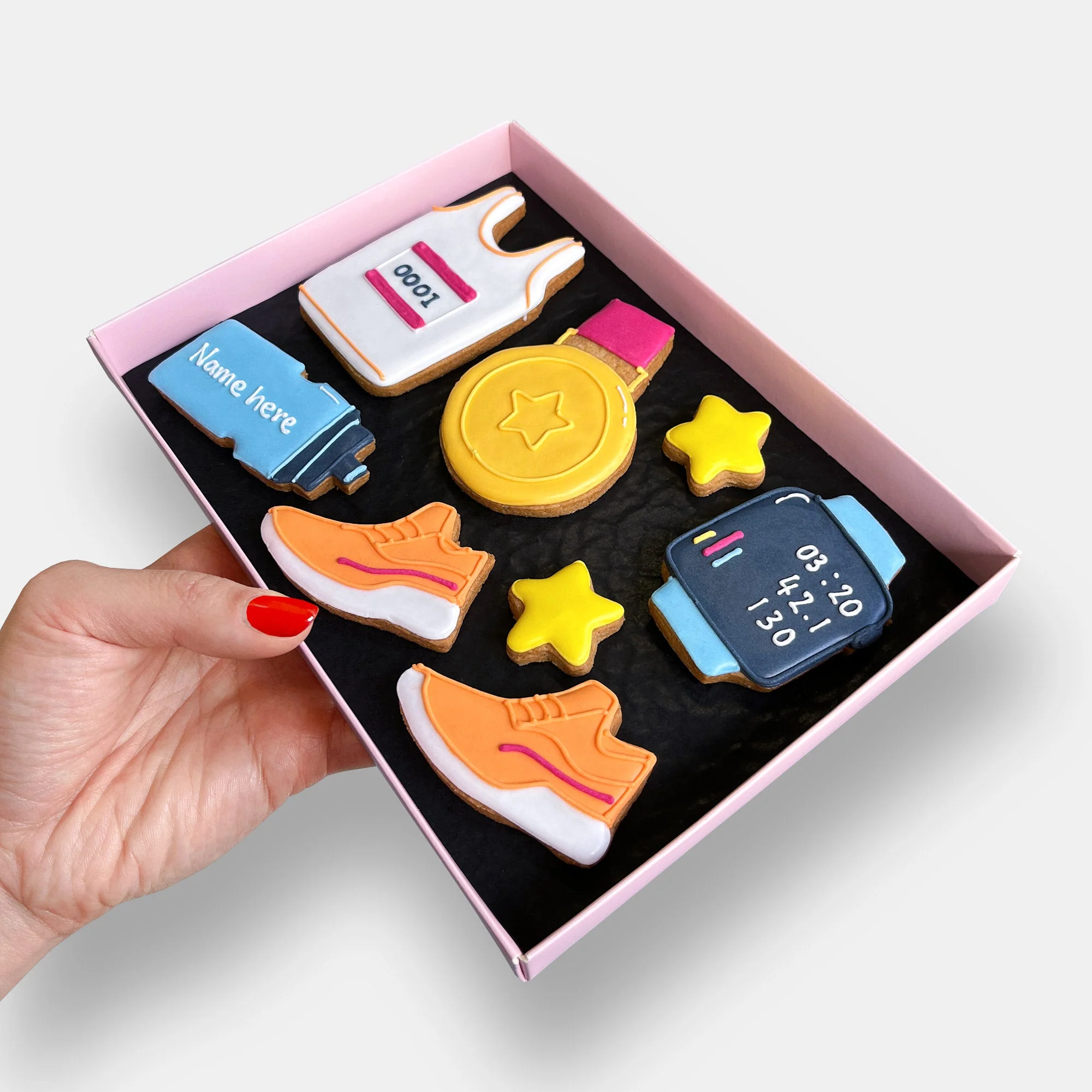 Personalised Born To Run Marathon Letterbox Iced Cookies - Image 3