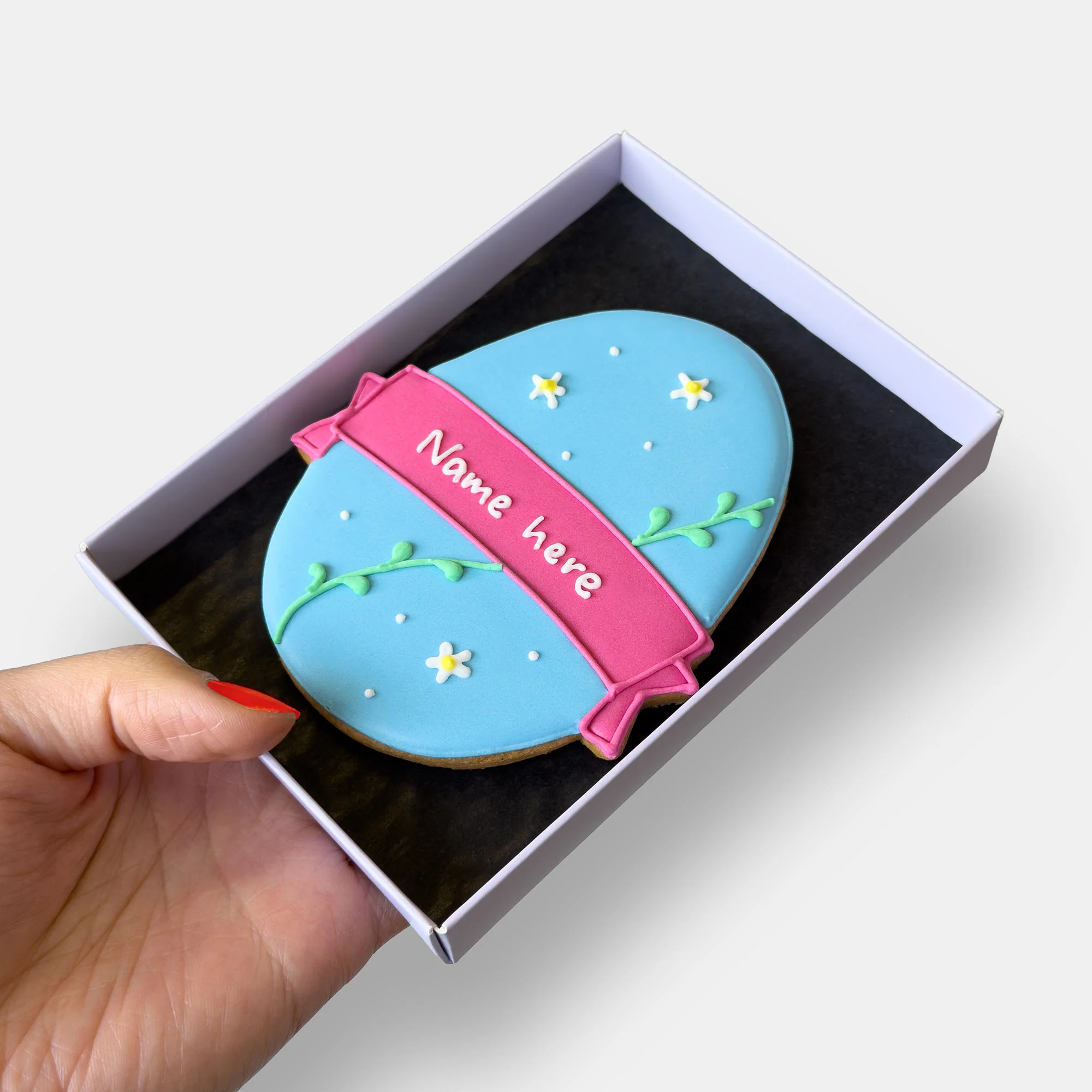 Personalised Floral Easter Egg Letterbox Iced Cookie - Image 4