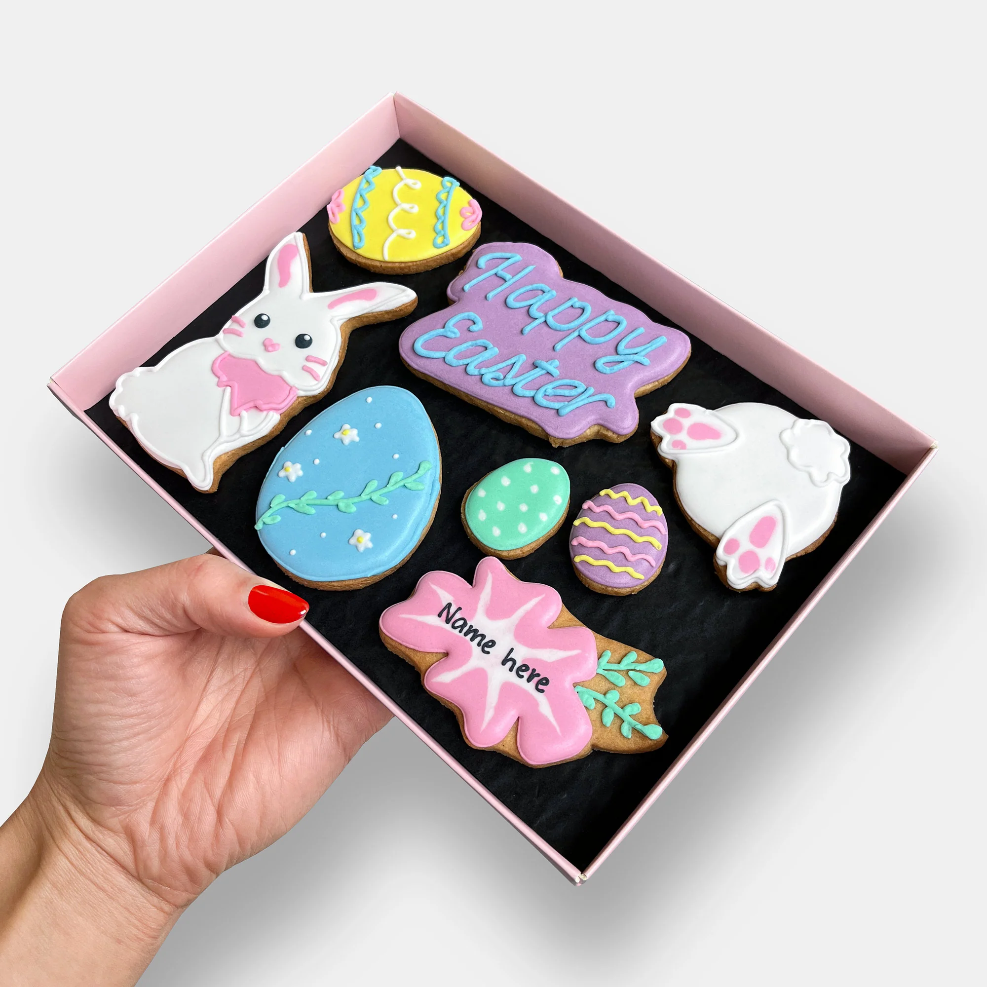 Vegan Personalised Happy Easter Letterbox Iced Cookies - Image 4