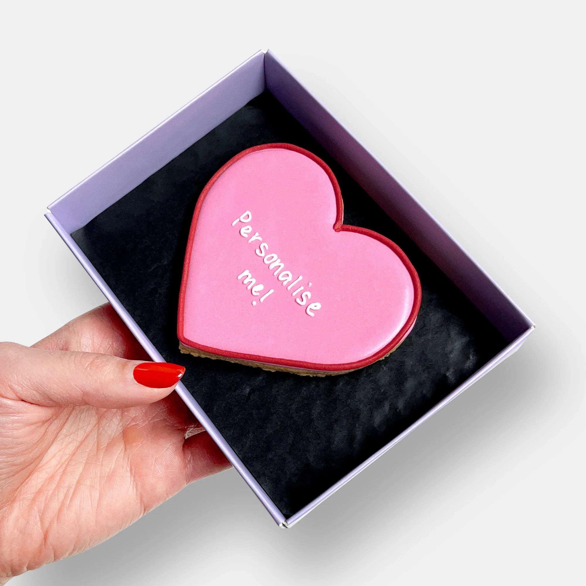 Personalised Pink Heart Letterbox Iced Cookie - Image 3